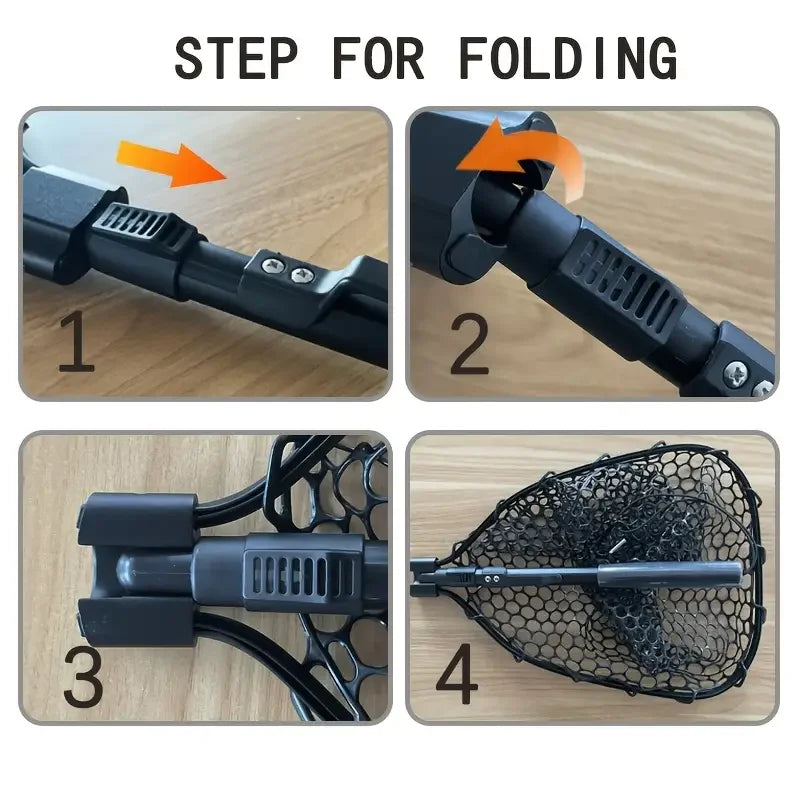 1pcs Portable 29.33in Length Folding Fishing Brail Net Lightweight Aluminum Alloy Frame Fishing Landing Scoop Net for Freshwater