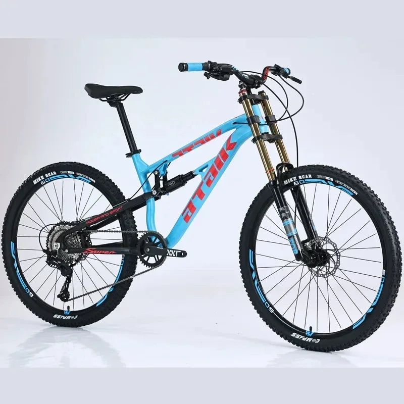 26 inch soft tail mountain bike  air pressure shock absorption outdoor bicycle 11-speed MTB oil brake downhill off-road racing