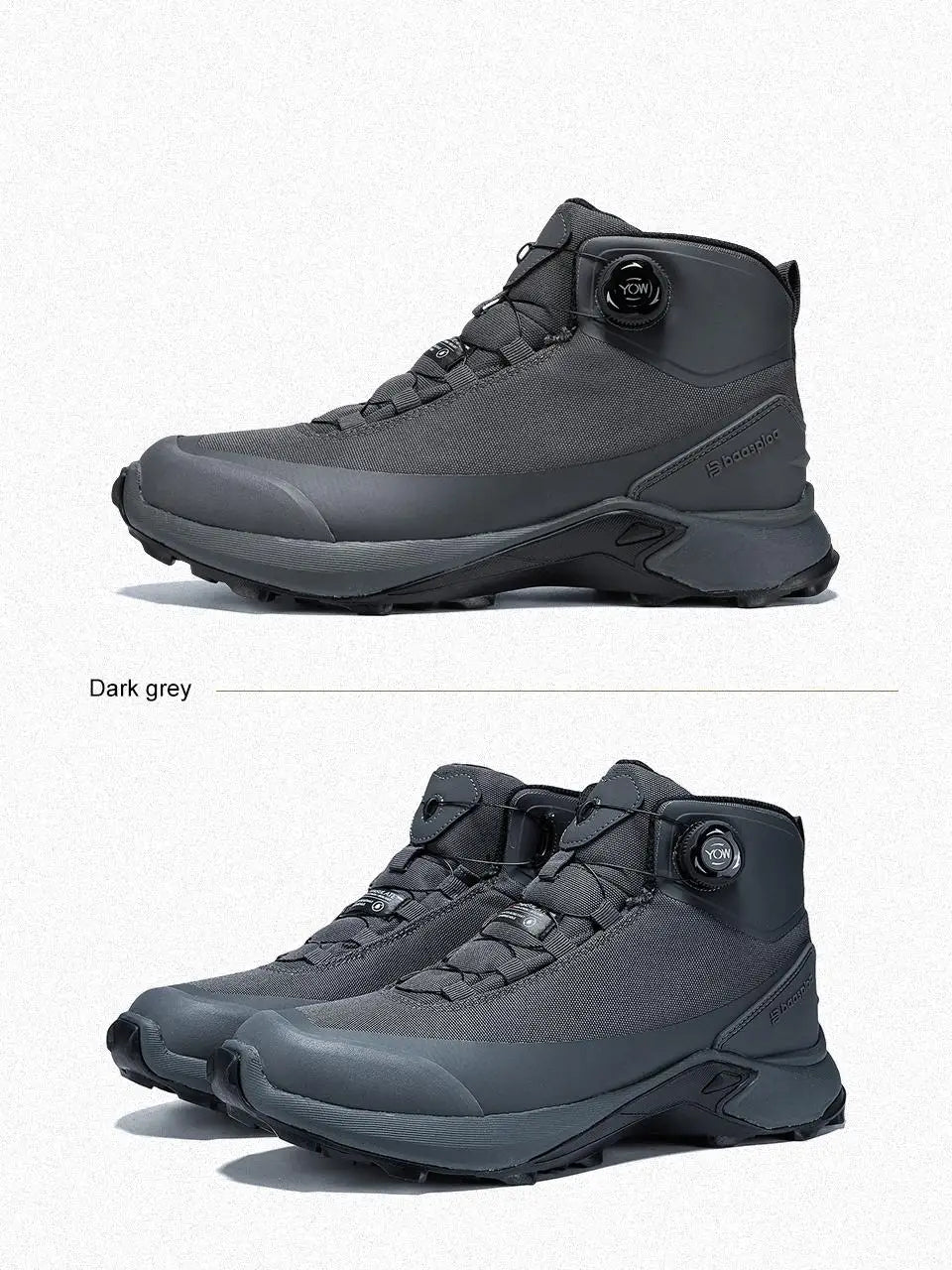 Baasploa Men Outdoor Sneakers Anti Splash Water Rotating Button Hiking Shoes Comfort High-Top Trekking Walking Shoes Non-Slip