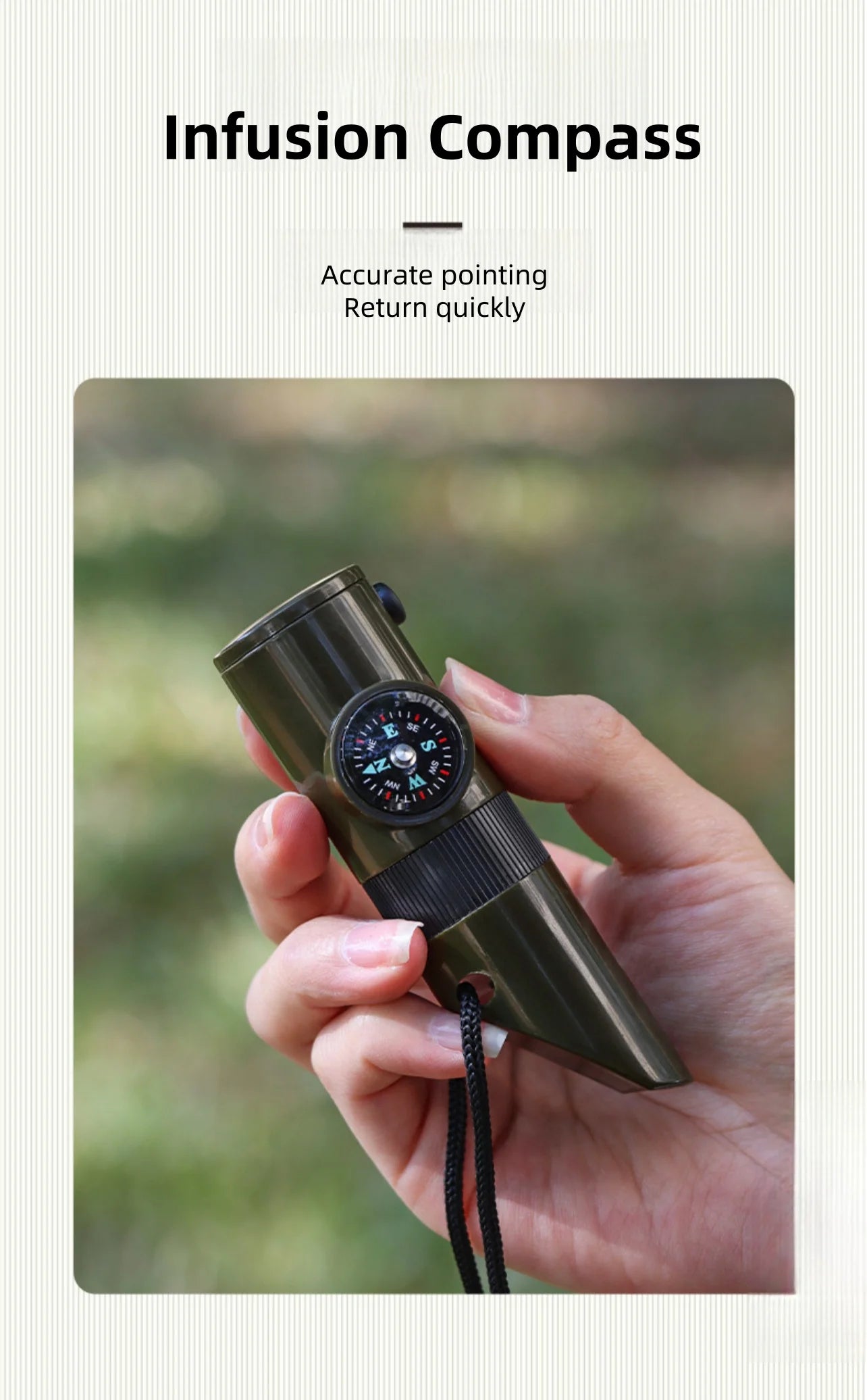 Multi-Function Survival Whistle with Compass & Thermometer, Lightweight for Camping, Hiking & Outdoor Adventures