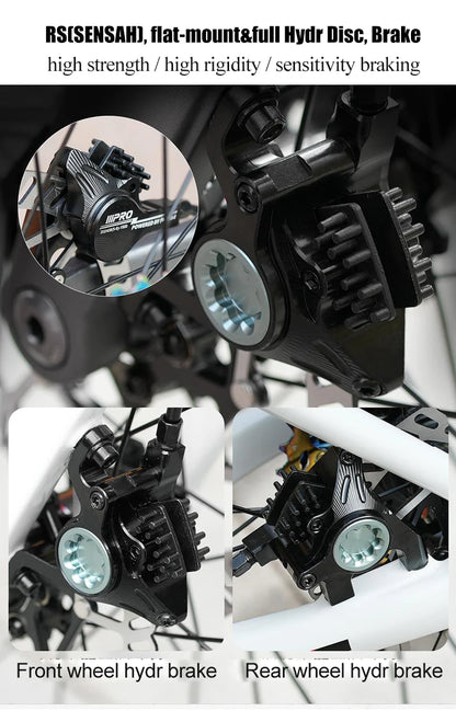 TWITTER CYCLONE Carbon Wheel Road Bike 2X12S SENSAH Derailleur Adult Men's Carbon Hydr Disc Bicycle With Inner-Cables Routing