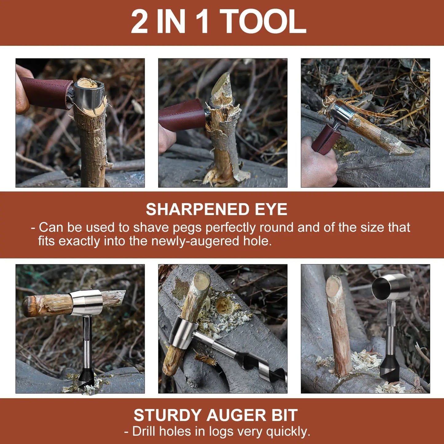 Survival Settlers Tool Outdoor Bushcraft Hand Auger Wrench Addition Tool To Survival And Camping Self-Tapping Screw Design