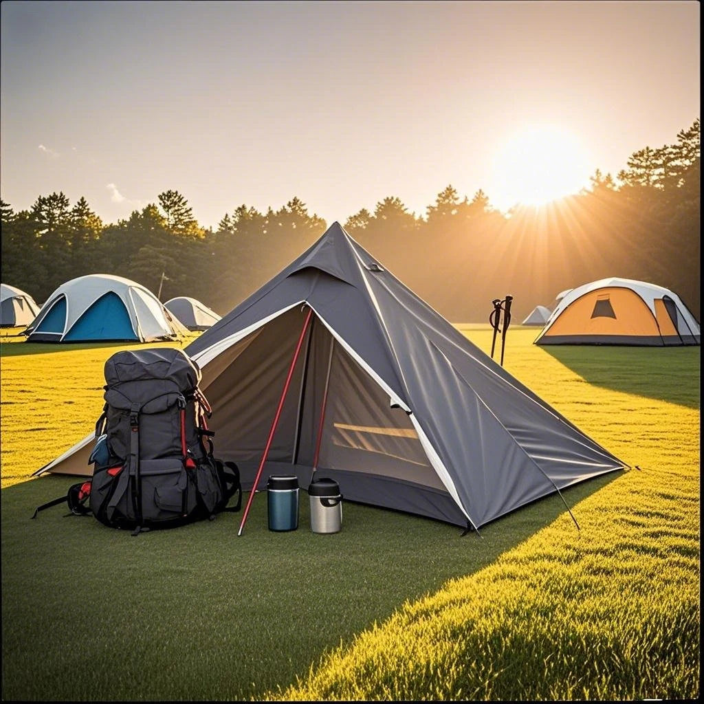 1-Person Ultralight Pyramid Tent - Without Poles, Waterproof PU4000, Mesh Layers for Backpacking & Mountain Hiking