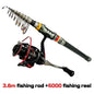 Ghotda Strong And Durable Carbon Fishing Rod Combo 1.8-3.6M and Spinning Fishing Reel Gear Ratio: 5.5:1 Fishing Kit Set