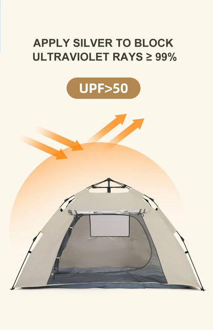 GOLDEN CAMEL 2-3 Persons Camping Tents Outdoor Portable Folding Automatic Tent Travel Rainproof Camping Equipment Beach Canopy