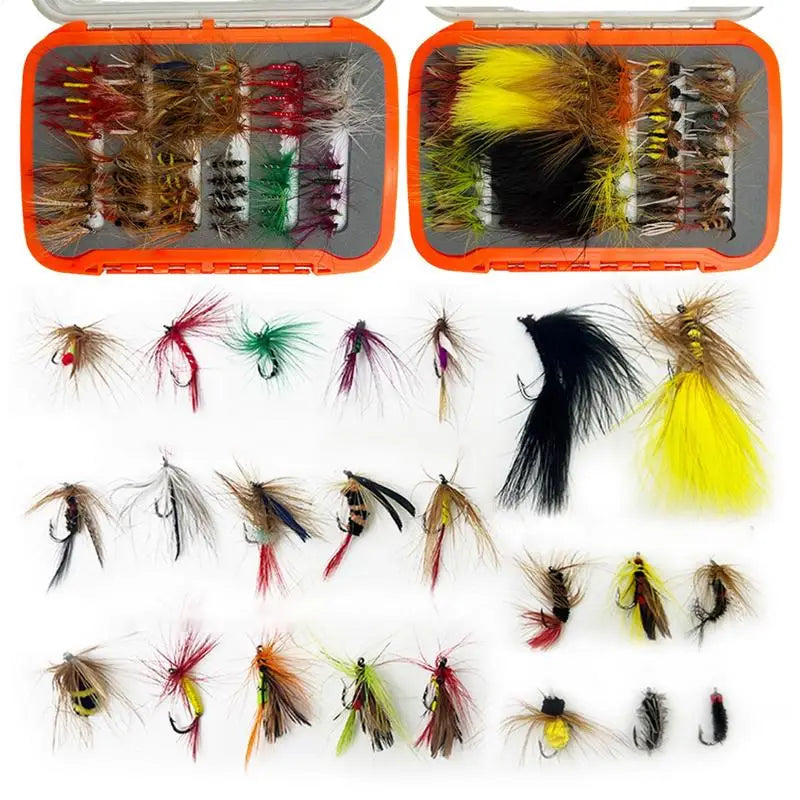 120pcs Fly Fishing hook Lures Kit Flies Dry Wet Nymph Streamers Fly Assortment With Fly Box Fly Fishing Assortment For fishing