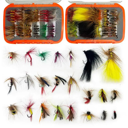 120pcs Fly Fishing hook Lures Kit Flies Dry Wet Nymph Streamers Fly Assortment With Fly Box Fly Fishing Assortment For fishing