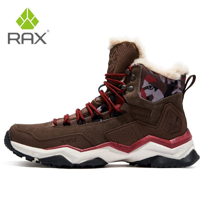 RAX Men Hiking Shoes Mid-top Waterproof Outdoor Sneaker Men Leather Trekking Boots Trail Camping Climbing Hunting Sneakers Women