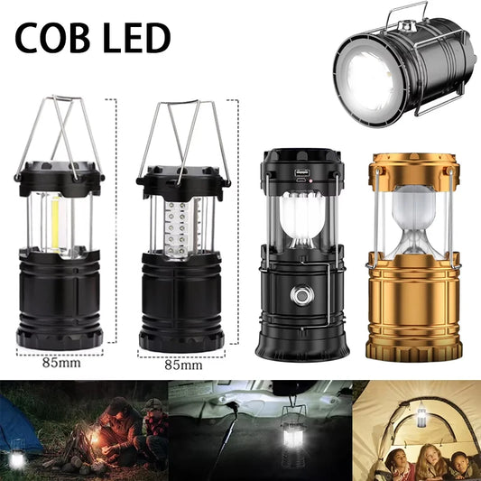 2 in 1 COB LED Camping Lantern Portable Lantern Flashlight Foldable Impact Resistant Hiking Lantern Waterproof Camping Lantern