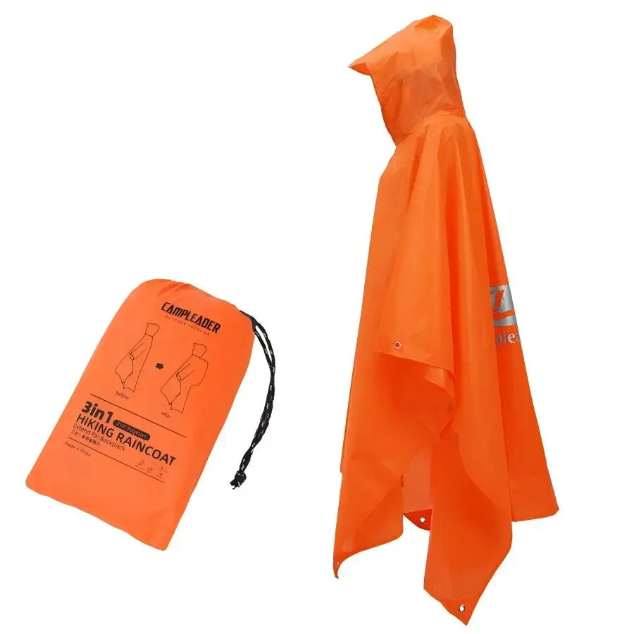 YANBIGUO 3-In- 1pc Multifunctional Lightweight Rain Poncho with Hood - Outdoor Camping Tent Mat, Hiking and Cycling Rain Cover