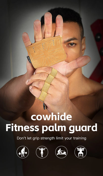 Cowhide weightlifting training gloves with palm protection for men's and women's fitness, gymnastics, grip strength, pull ups, a