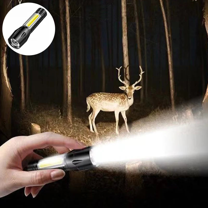 Waterproof T6 COB LED Tactical USB Rechargeable 3 Modes Camping Lantern Portable  Zoomable Flashlight Torch Lamp Focus Light