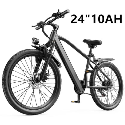 26" 24" Electric Motorcycles Mountain Bike for Adults 36V 374Wh/468Wh Battery,500W Motor Bicycle, 21-Speed 30 Miles Range Ebikes