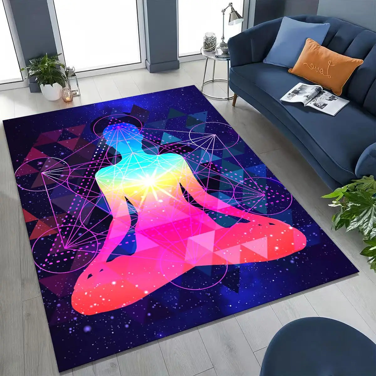 Bohemia Yoga chakra Mandala Spirit Meditation Rug for Bedroom Living Room Sofa Home Doormat Decor,Large Kids Non-slip Floor Mat