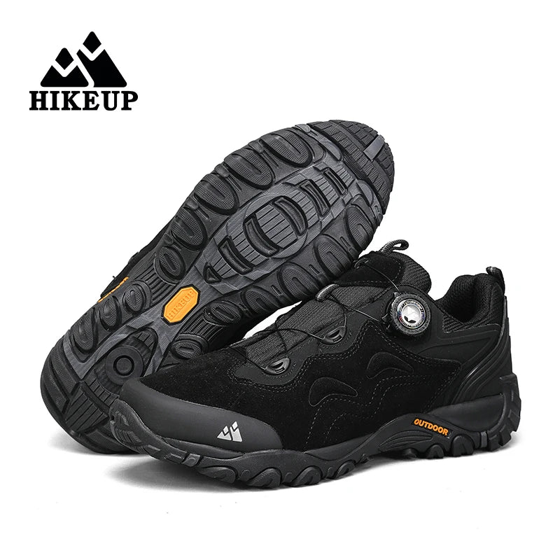 HIKEUP-Leather Shoes for Men, Outdoor Hiking Shoes, Tourist Trekking Sneakers, Mountain Climbing Trail Jogging Shoes, Turnbuckle
