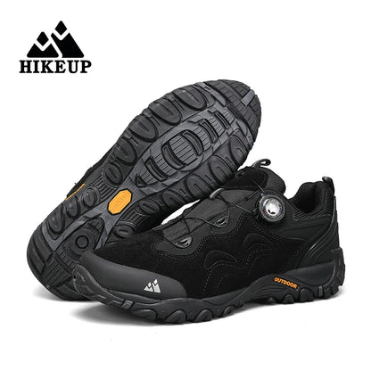 HIKEUP-Leather Shoes for Men, Outdoor Hiking Shoes, Tourist Trekking Sneakers, Mountain Climbing Trail Jogging Shoes, Turnbuckle
