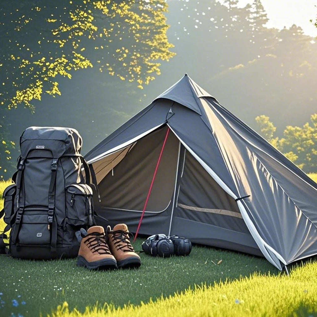 1-Person Ultralight Pyramid Tent - Without Poles, Waterproof PU4000, Mesh Layers for Backpacking & Mountain Hiking