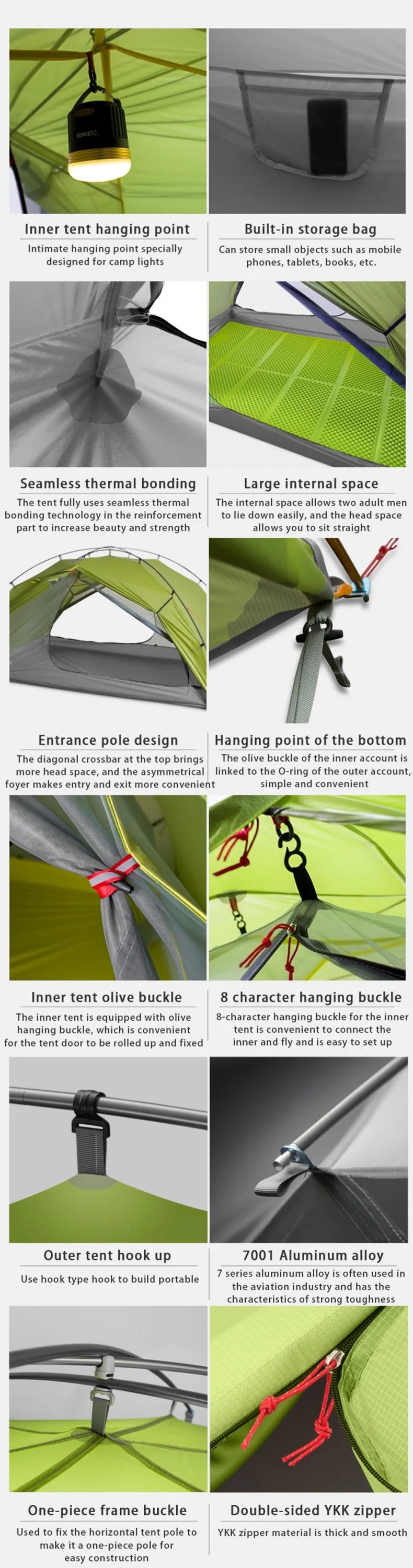 FLAME'S CREED TAIJI 2 15D Nylon Camping Ultralight Tent Outdoor 2 Persons 3/4 Season  Double Layer Camping  Hiking Tents