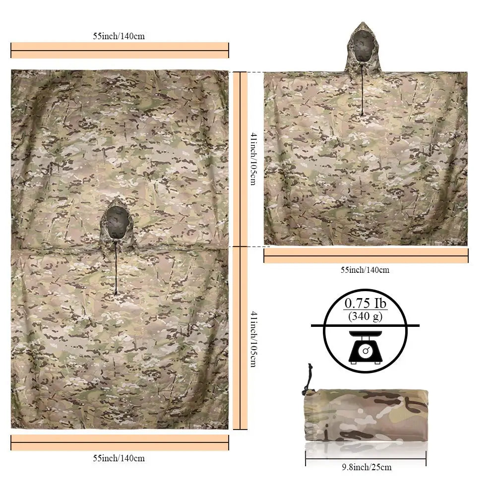 Rain Coat Women Men Simulation Tree Breathable Outdoor Raincoats Poncho Waterproof Rain Hiking Hunting Camp Fishing Gear Cover