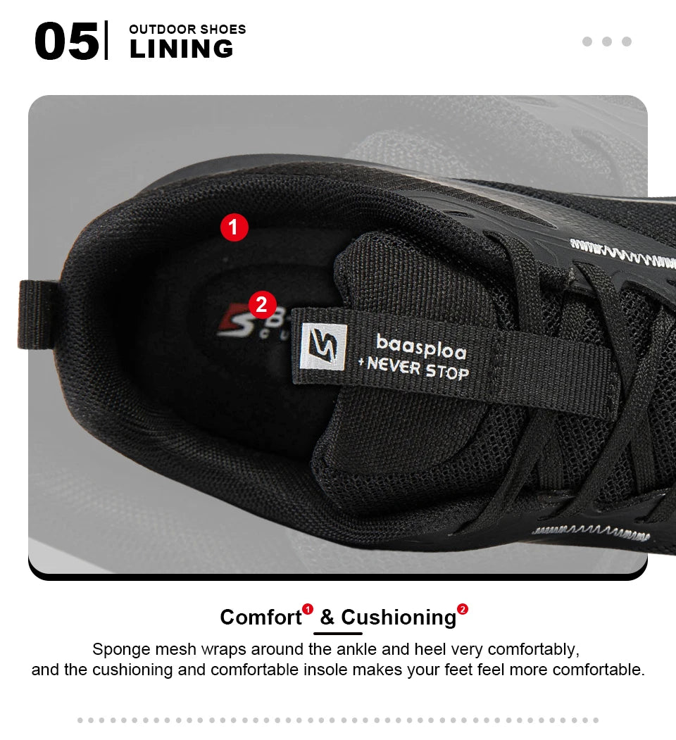 Bassploa Men Hiking Shoes New Fashion Lightweight Outdoor Sneakers Men Walking Shoes Comfort Non-Slip Wear Resistant Outdoor