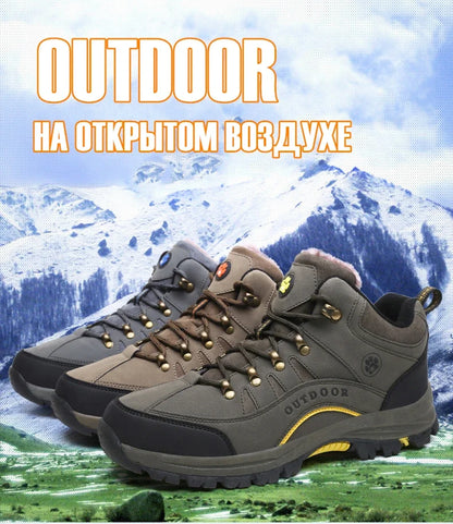 Unisex Winter Plush High Top Hiking Shoes Women Outdoor High Quality Keep Warm Snow Casual Sneakers Men Non-slip Trekking Boots