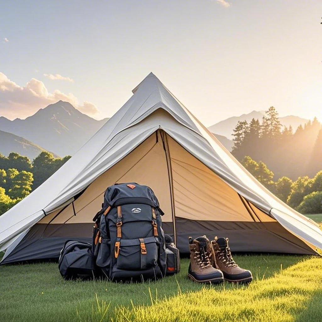 1-Person Ultralight Pyramid Tent - Without Poles, Waterproof PU4000, Mesh Layers for Backpacking & Mountain Hiking