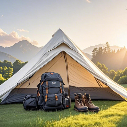 1-Person Ultralight Pyramid Tent - Without Poles, Waterproof PU4000, Mesh Layers for Backpacking & Mountain Hiking