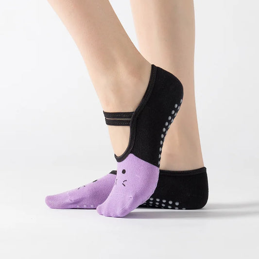 Professional Women Anti-slip Pilates Socks Backless Bandage Yoga Socks Ladies Ballet Dance Fitness Slipper Cotton Sports Socks