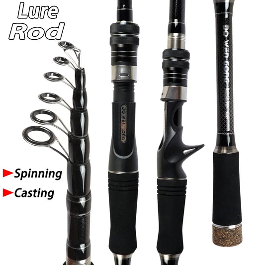 Baitcasting Spinning Travel Carbon Fishing Rods Telescopic Casting Weight 10-20g Power Ultralight Lure Trout Mini Pole 1.8-3.0m