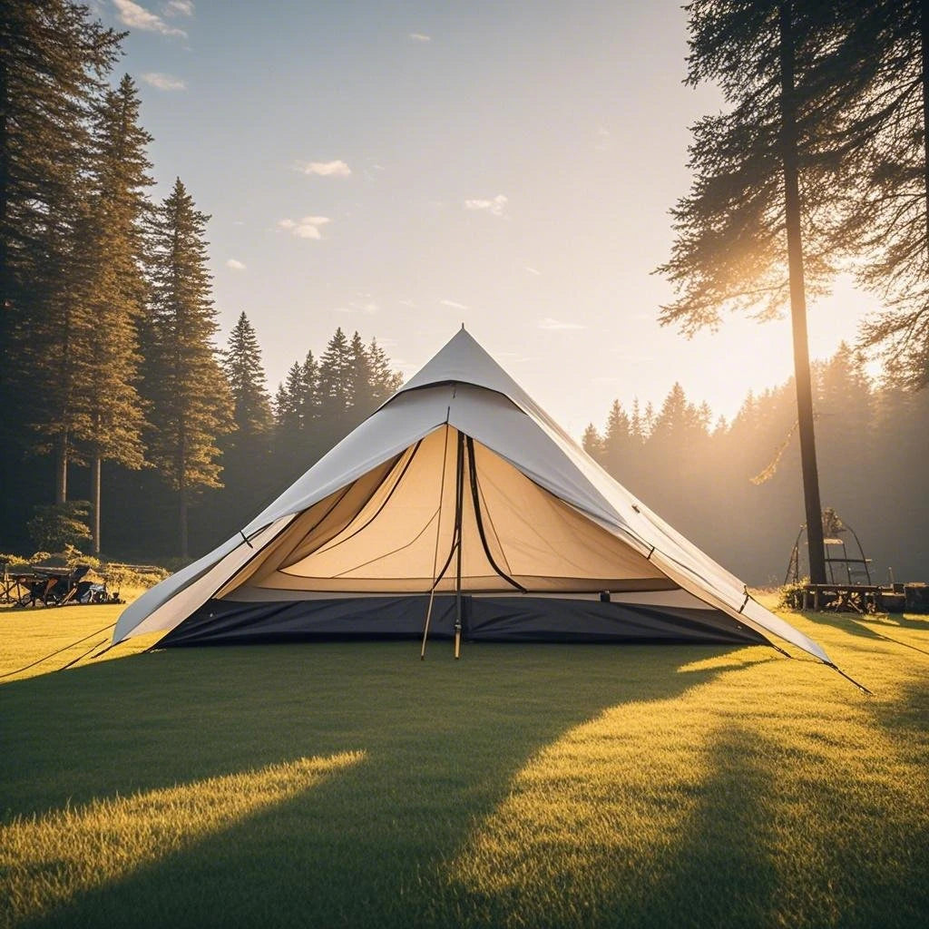 1-Person Ultralight Pyramid Tent - Without Poles, Waterproof PU4000, Mesh Layers for Backpacking & Mountain Hiking