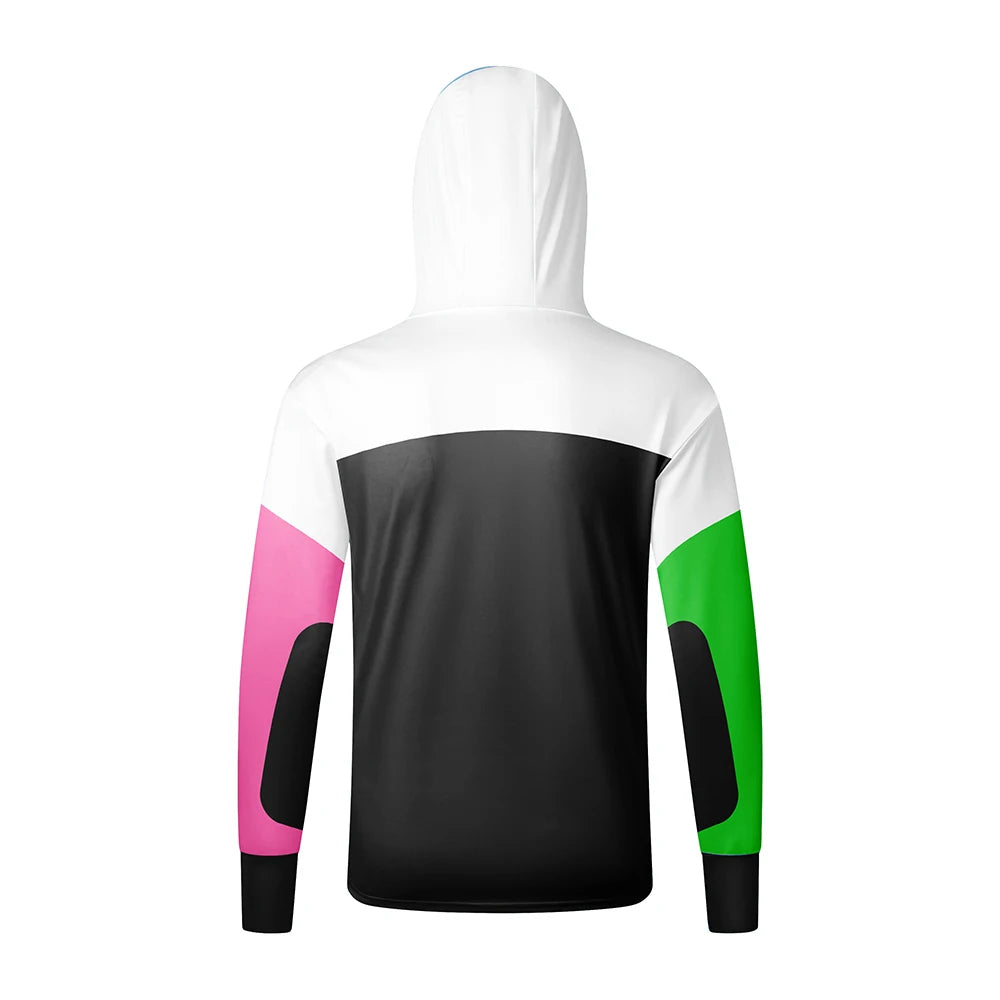 Men's casual hooded fishing suit with face mask quick drying long sleeved sun protection outdoor fishing hiking clothing