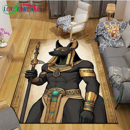Egyptian Pharaoh- goddess-Runes Printed  Carpets Living Room Anti-Skid Area Rug Kids Bedroom Mats Yoga Mat Large Carpet Decor