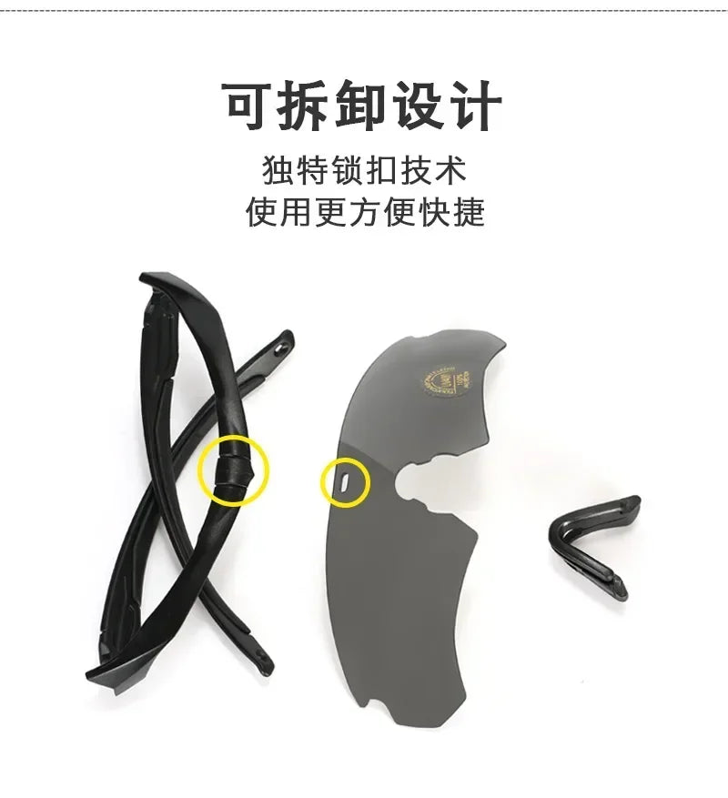 HD 3 Lens Tactical Cycling Goggles CS Airsoft Windproof Army Shooting Polarized GlassesMotorcycle Cycling Outdoor Sport