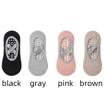 1/ 4Pair Professional Women Yoga Sock Silicone Anti-slip Ballet Pilates Socks Women Backless Breathable Bandage Yoga Sport Socks