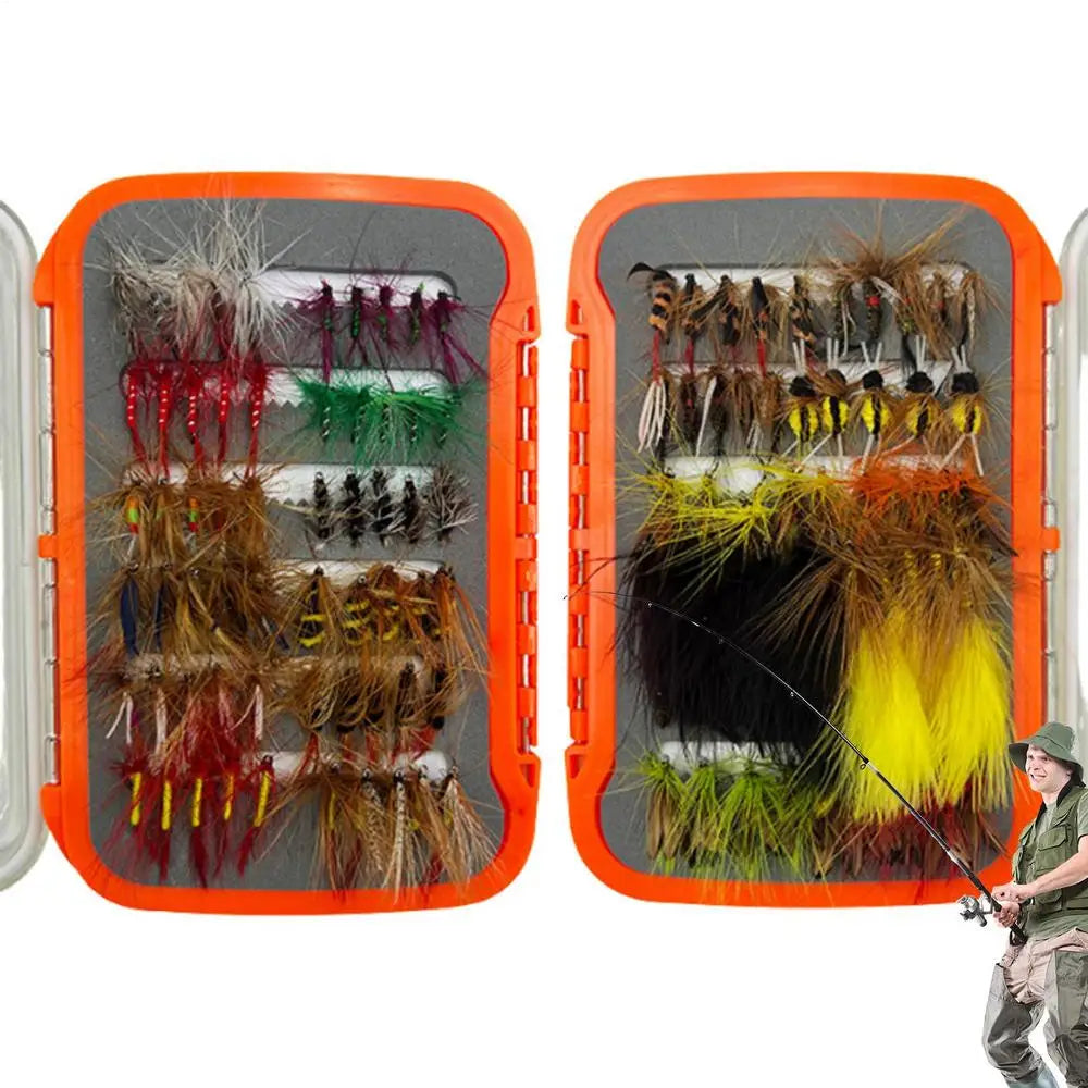 120pcs Fly Fishing hook Lures Kit Flies Dry Wet Nymph Streamers Fly Assortment With Fly Box Fly Fishing Assortment For fishing
