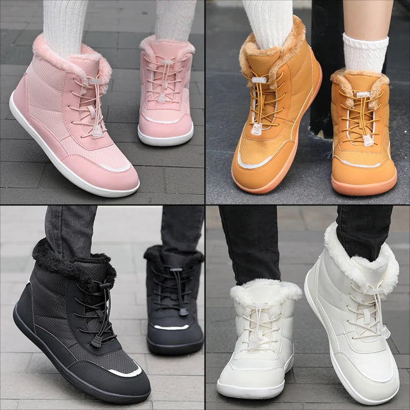 2024 women's barefoot snow boots warm snow boots outdoor hiking shoes winter fur ankle boots women's boot Barefoot Ankle Boots