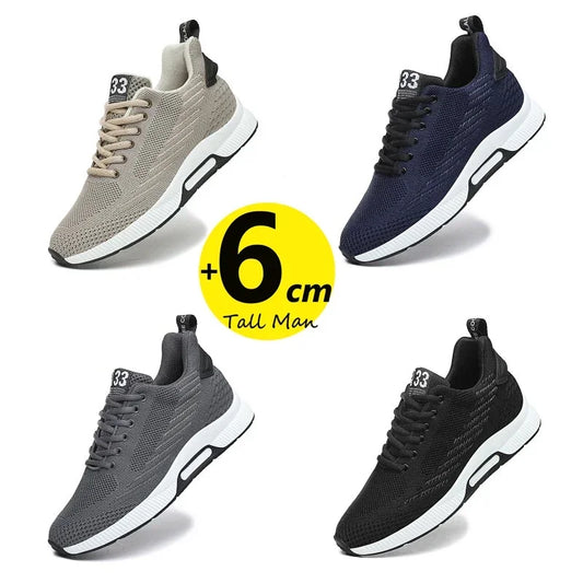 Sneakers Men Height Increase Insoles 6cm Elevator Shoes Taller Heel Lift Plus Size 37-46 Sneakers