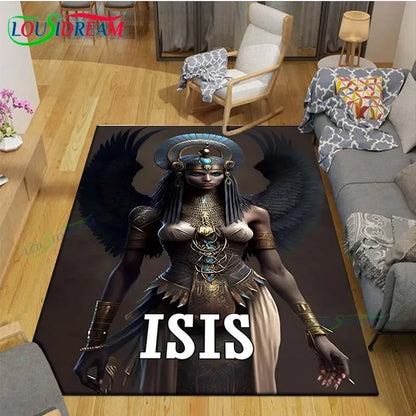 Egyptian Pharaoh- goddess-Runes Printed  Carpets Living Room Anti-Skid Area Rug Kids Bedroom Mats Yoga Mat Large Carpet Decor