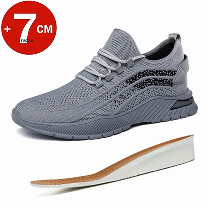 Summer Breathable Comfortable Elevator Sneakers Height Increase Shoes for Men Lift Insoles 7CM Hidden Heels Lift Sports Taller