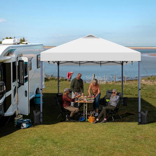 12x12 Pop-up Canopy Tent w/ 2 Integrated Wheels for Mobility, Waterpoof & Heavy Duty, Instant Sun Shelter with Carry Bag