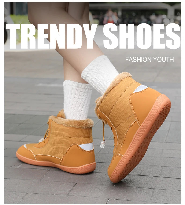 2024 women's barefoot snow boots warm snow boots outdoor hiking shoes winter fur ankle boots women's boot Barefoot Ankle Boots