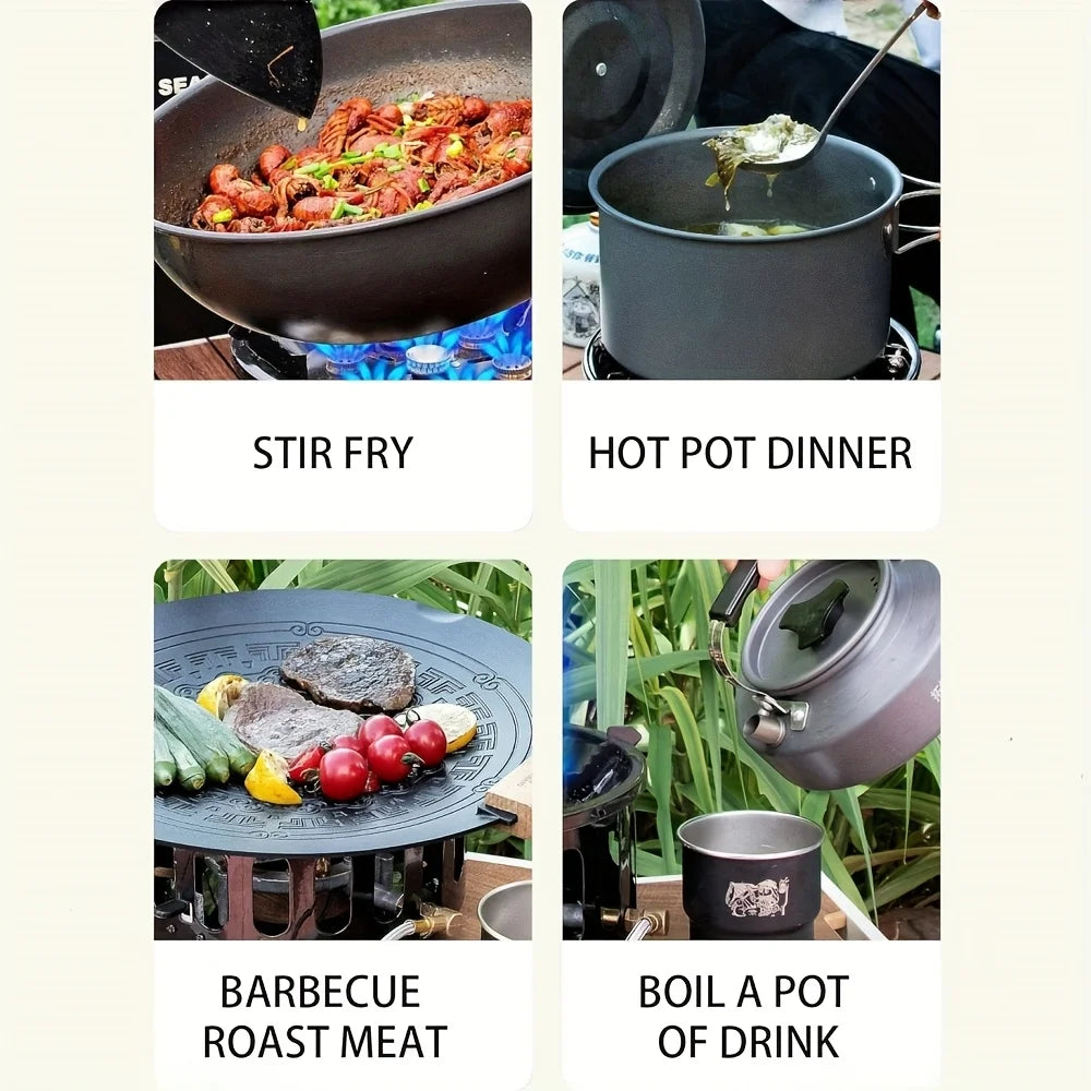 21000W 7-Core Camping Stove High-Power Strong Fire Windproof Electronic Ignition Tourist Gas Stove Burner for Cooking Picnics