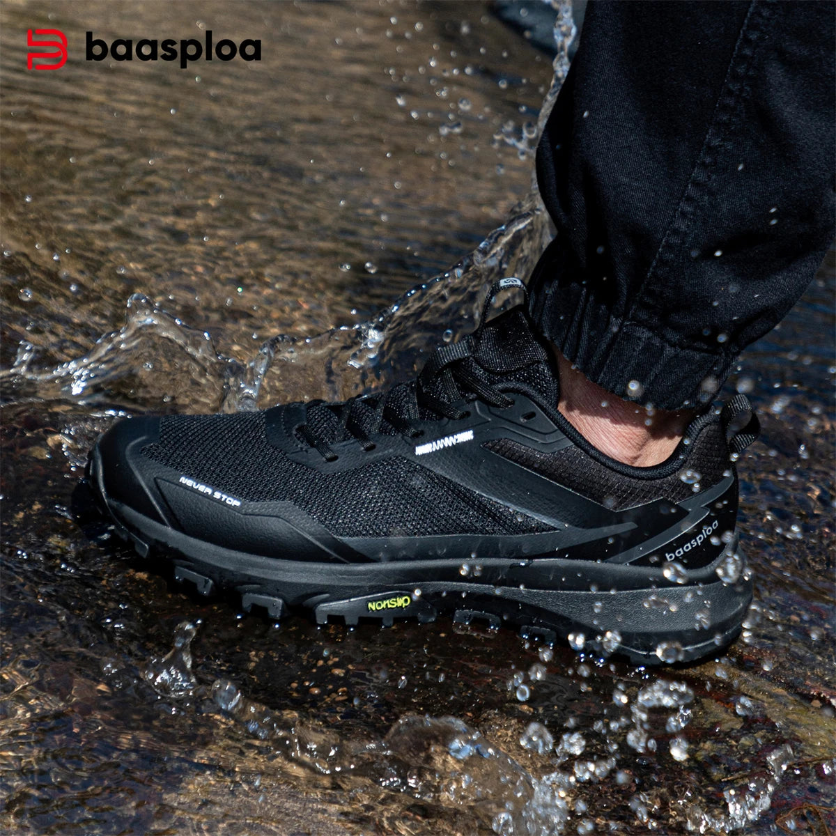 Baasploa Men Shoes Outdoor Hiking Anti-Slip Wear-Resistant Shoes Breathable Men New Sports Men Walking Shoes