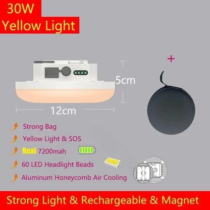 13500mAh Remote Control LED Rechargeable Camping Lantern Magnet Strong Light Portable Flashlights Tent Lights with Case Bag