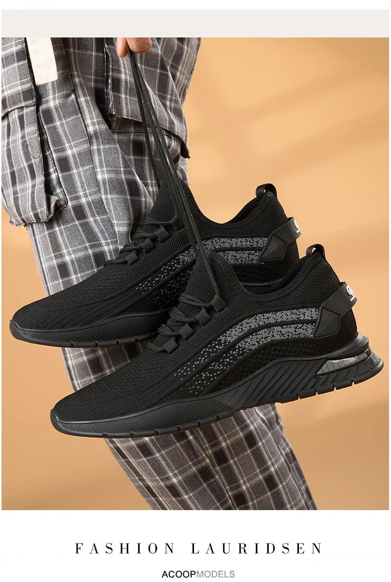 Summer Breathable Comfortable Elevator Sneakers Height Increase Shoes for Men Lift Insoles 7CM Hidden Heels Lift Sports Taller