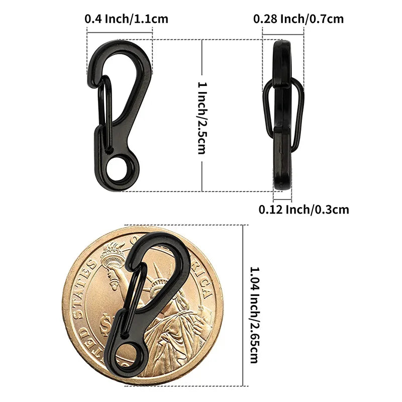 10Pcs/lot Mini Carabiner Paracord Molle Gear Hooks Key Chain Camping EDC Survival Climbing SF Spring Backpack Clasps Keychain