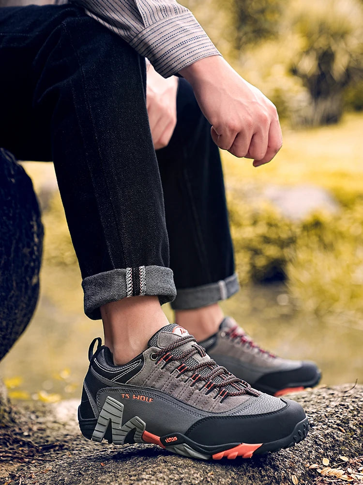 Outdoor Lover Trekking Shoes Men Waterproof Hiking Shoes Mountain Boots Genuine Leather Woodland Hunting Tactical Shoes