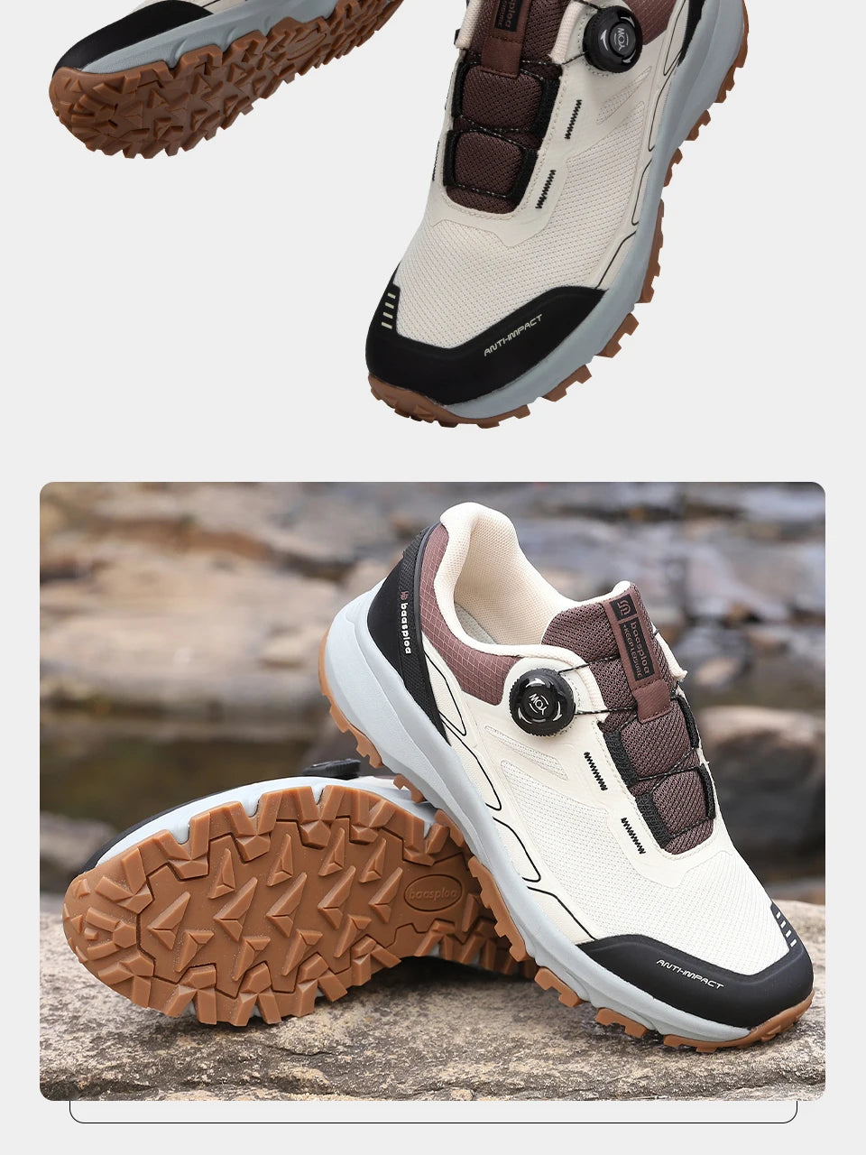 Baasploa Men Hiking Shoes Outdoor Climbing Mesh Breathable Travel Walking Shoes Male Non-Slip Wear Resistant Comfortable Sneaker