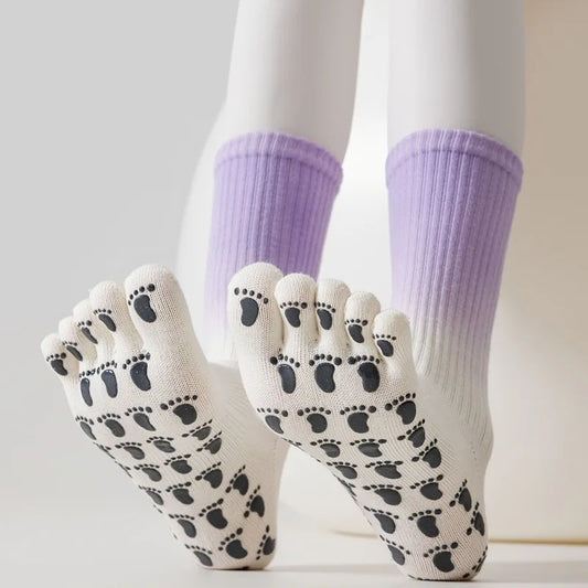 Yoga Socks Non-slip Silicone Professional Five-finger Sports Socks Breathable Cotton Indoor Floor Gym Fitness Pilates Socks Sox