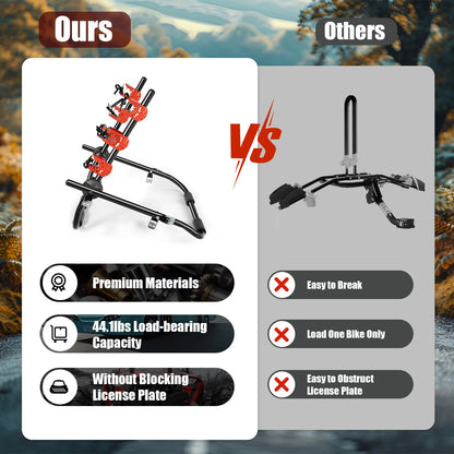 3-Bike Trunk Mount Rack Support 20Kg Load Heavy-Duty Car Rear Bike  Rack Compatible with Trunks, SUVs, Minivans.